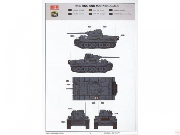 RFM Plastikový model tanku Panzerkampfwagen VI (7,5 cm) Ausf.B (vk36.01)