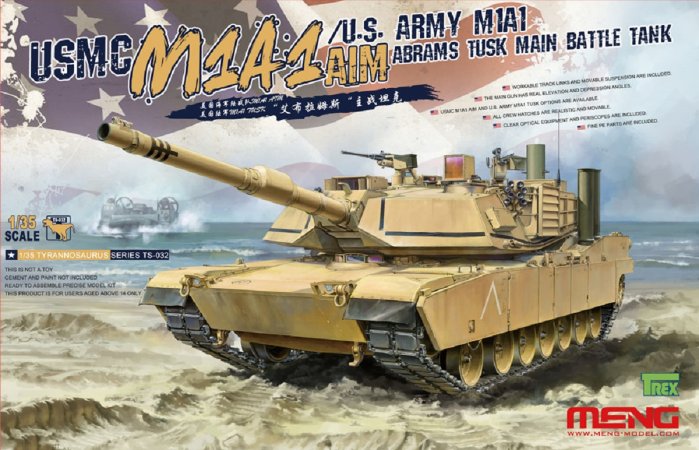 MENG Plastikový model tanku USMC M1A1 AIM/US Army M1A1 Abrams (Tusk main battle tank)