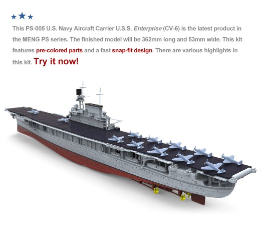 MENG EasyClick - Plastikový model lodě U.S.S. Enterprise (CV-6) U.S. Navy Aircraft Carrier