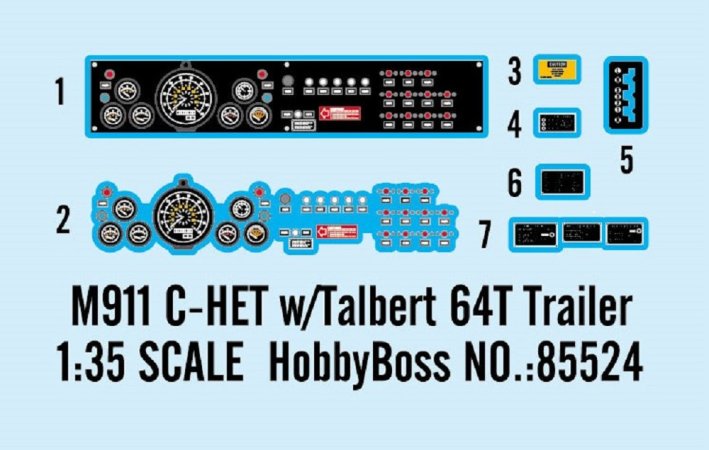 Hobby Boss Plastikový model vojenského nákladního auta M911 C-HET w/Talbert 64t Trailer