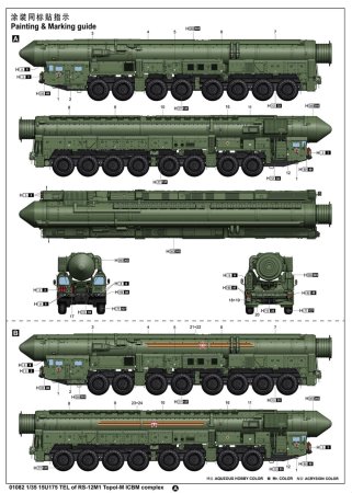 Trumpeter Plastikový model vojenského tahače 15U175 TEL of RS-12M1 Topol-M ICBM complex