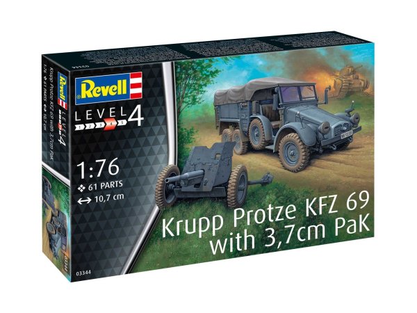 Revell Plastikový model auta Krupp Protze KFZ 69 with 3,7cm Pak