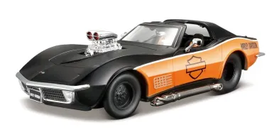 Maisto Sestavený kovový model auta Harley-Davidson Custom, 1970 Chevrolet Corvette