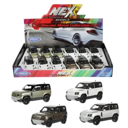 Teddies Sestavený kovový model auta Welly Land Rover 2020 Defender - na zpětné natažení - 12 cm