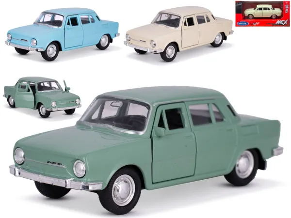 Mikro trading Sestavený kovový model auta Welly Škoda 100 na zpětný chod