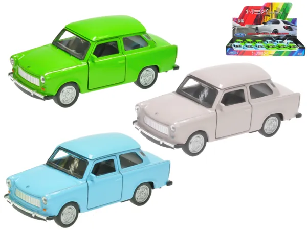 Mikro trading Sestavený kovový model auta Trabant  - 11 cm - na zpětný chod
