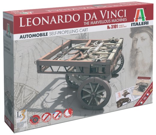 Italeri Plastikový model Leonardo Da Vinci - Automobilový samohybný vozík (Self Propelling Cart)