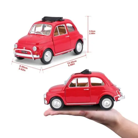 Bburago Sestavený kovový model auta Fiat 500L (1968) Red