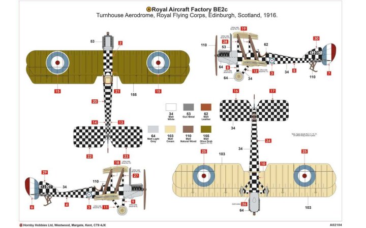 Airfix Classic Kit letadlo - Royal Aircraft Factory BE2c Scout
