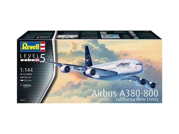 Revell Plastikový model letadla Airbus A380-800 Lufthansa New Livery