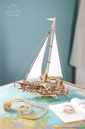 UGEARS 3D dřevěné mechanické puzzle - Plachetnice Merihobus (Trimarán)