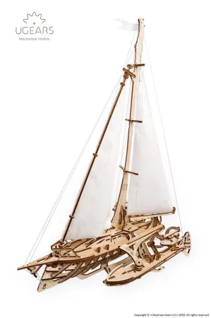 UGEARS 3D dřevěné mechanické puzzle - Plachetnice Merihobus (Trimarán)